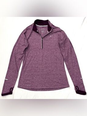 Nike Dri-Fit Quarter Zip Purple Heather Long Sleeve Women’s Performance Top